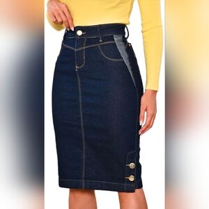 Dark Blue Denim Pencil Skirt